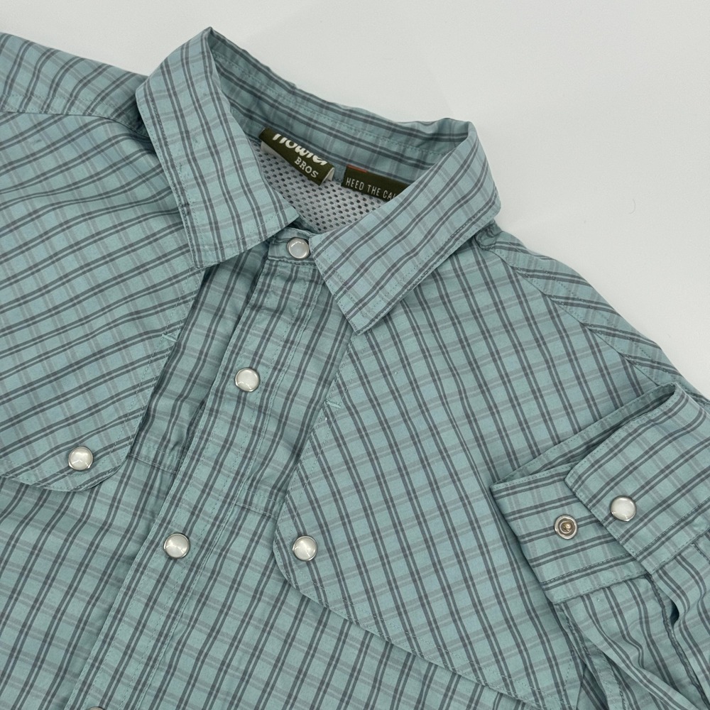 Howler Bros Pearl Snap Shirt Small Mens Plaid Long Sleeve Vented Fishing Outdoor